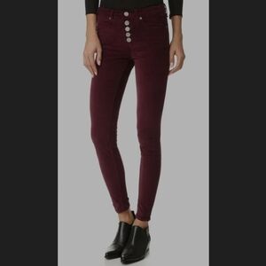 McGuire Newton Skinny Velvet Pants in Pinor Button Fly